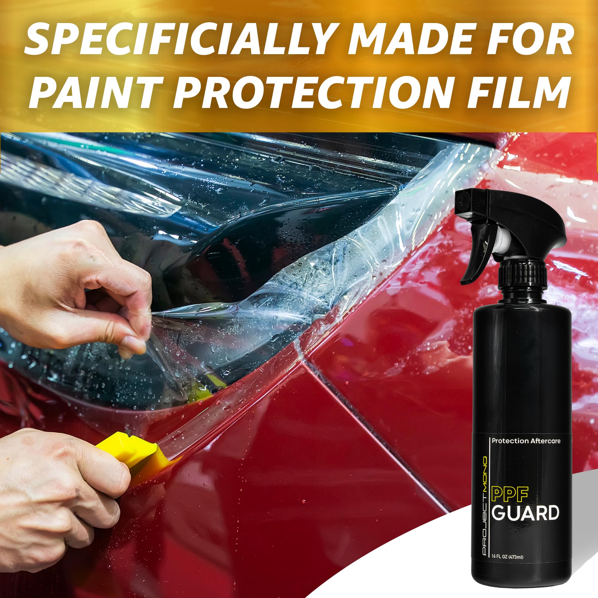 Rev Auto Project Mono PPF Guard bottle closeup emphasizes user-friendly packaging