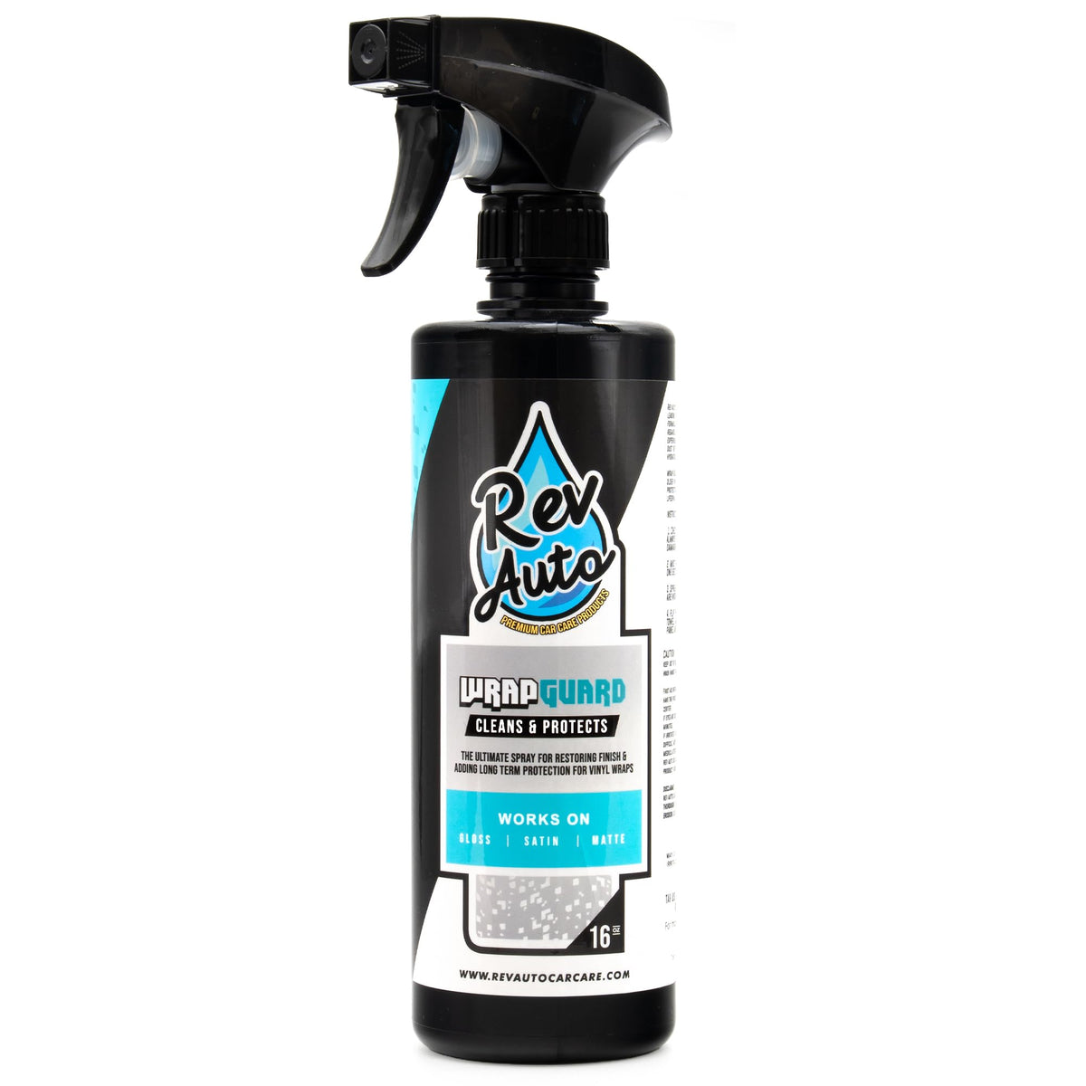Rev Auto Wrap Guard cleaner spray removes light grime from vinyl wraps