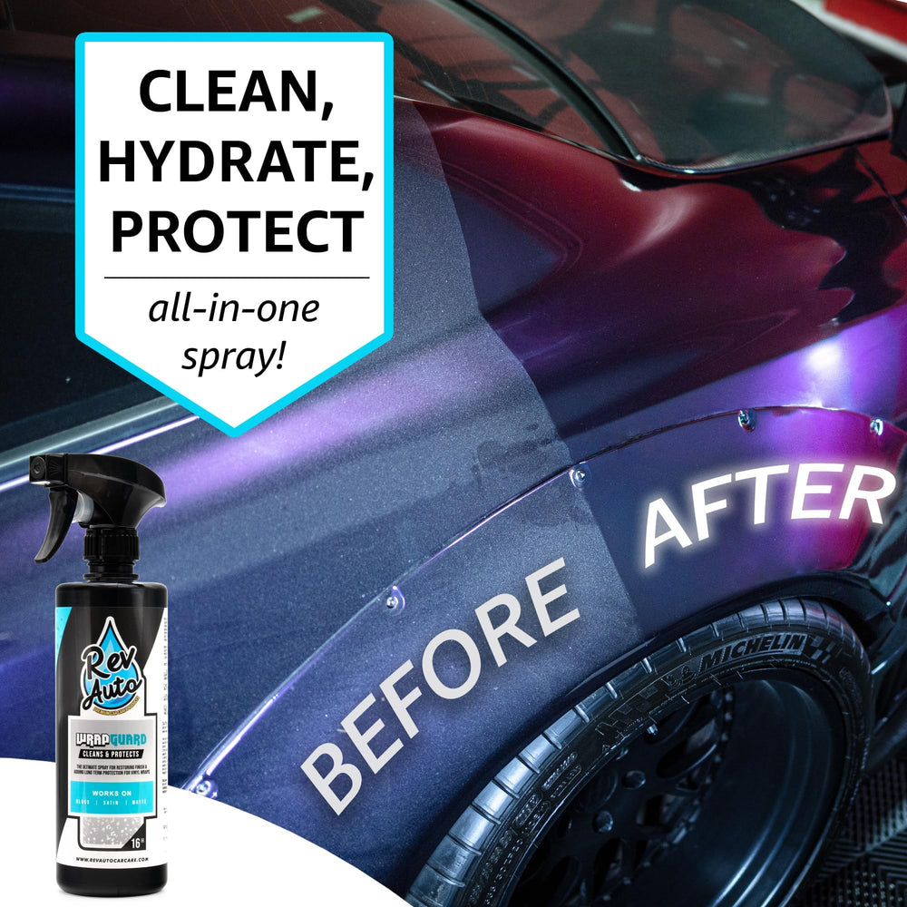 Rev Auto Wrap Guard hydrates vinyl wraps to maintain flexibility and shine