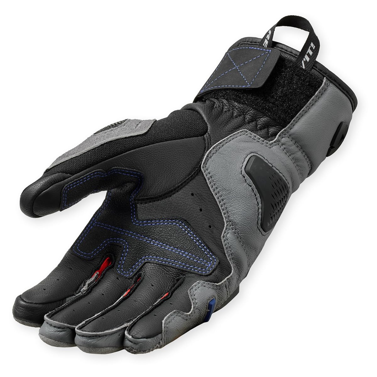 REV'IT! Sand 5 gloves palm view emphasizing grip panels and control.