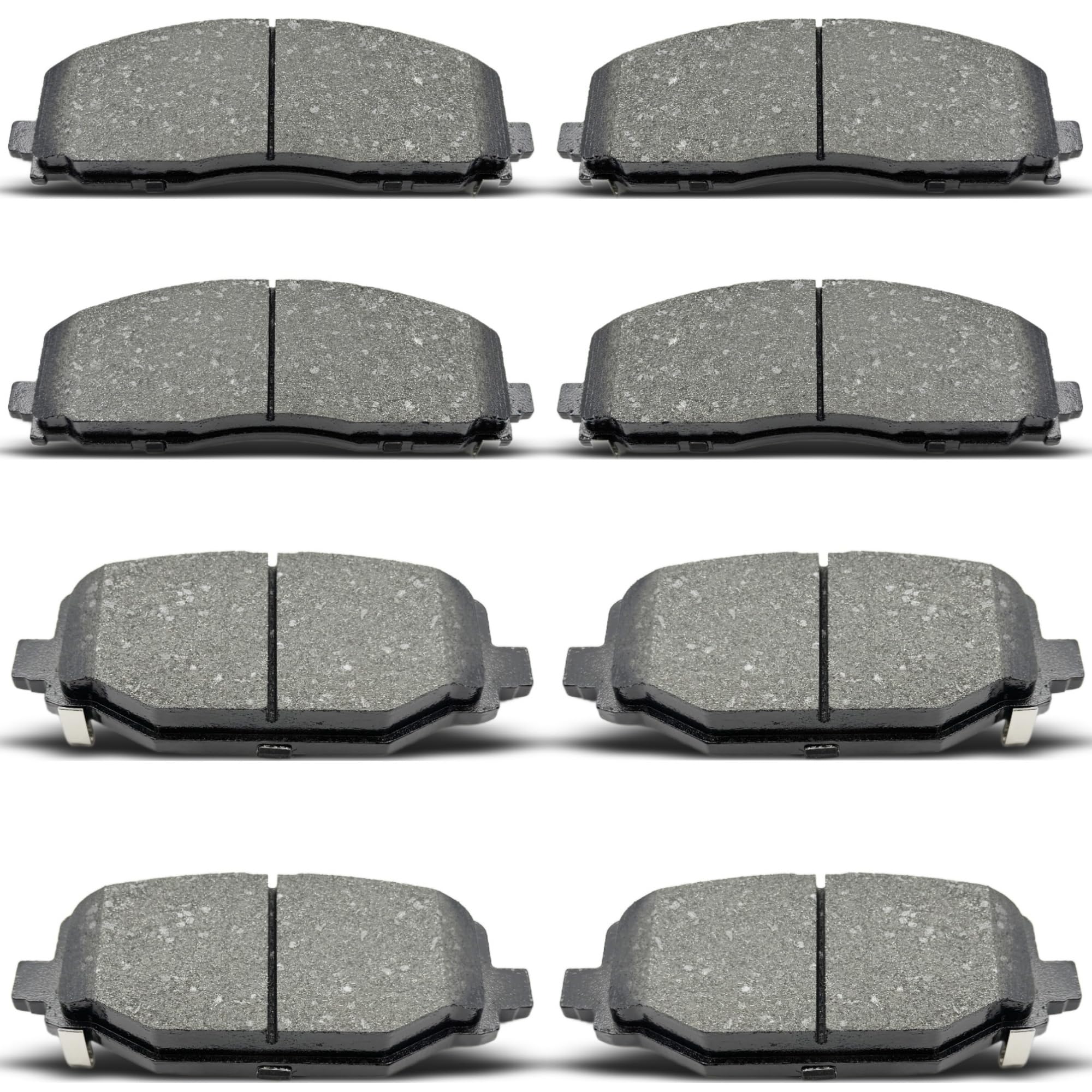 RevivaParts front and rear ceramic brake pads eight-piece set ready for installation