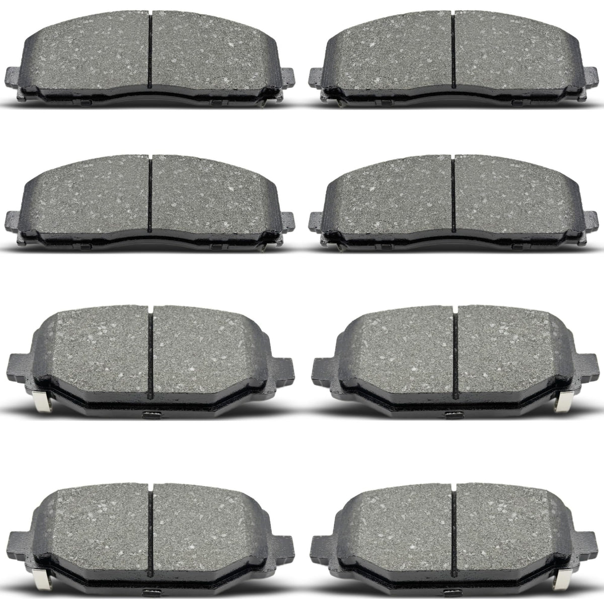 RevivaParts front and rear ceramic brake pads eight-piece set ready for installation