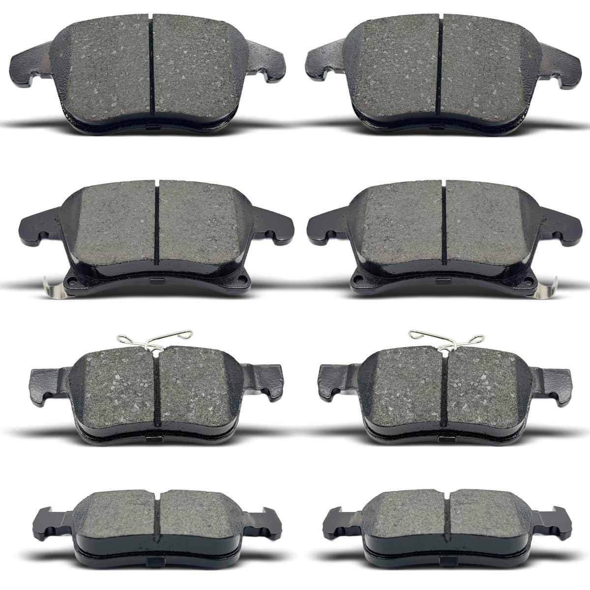 RevivaParts front-rear ceramic brake pads eight-piece set for Ford Fusion and Lincoln MKZ improve braking and reduce dust.