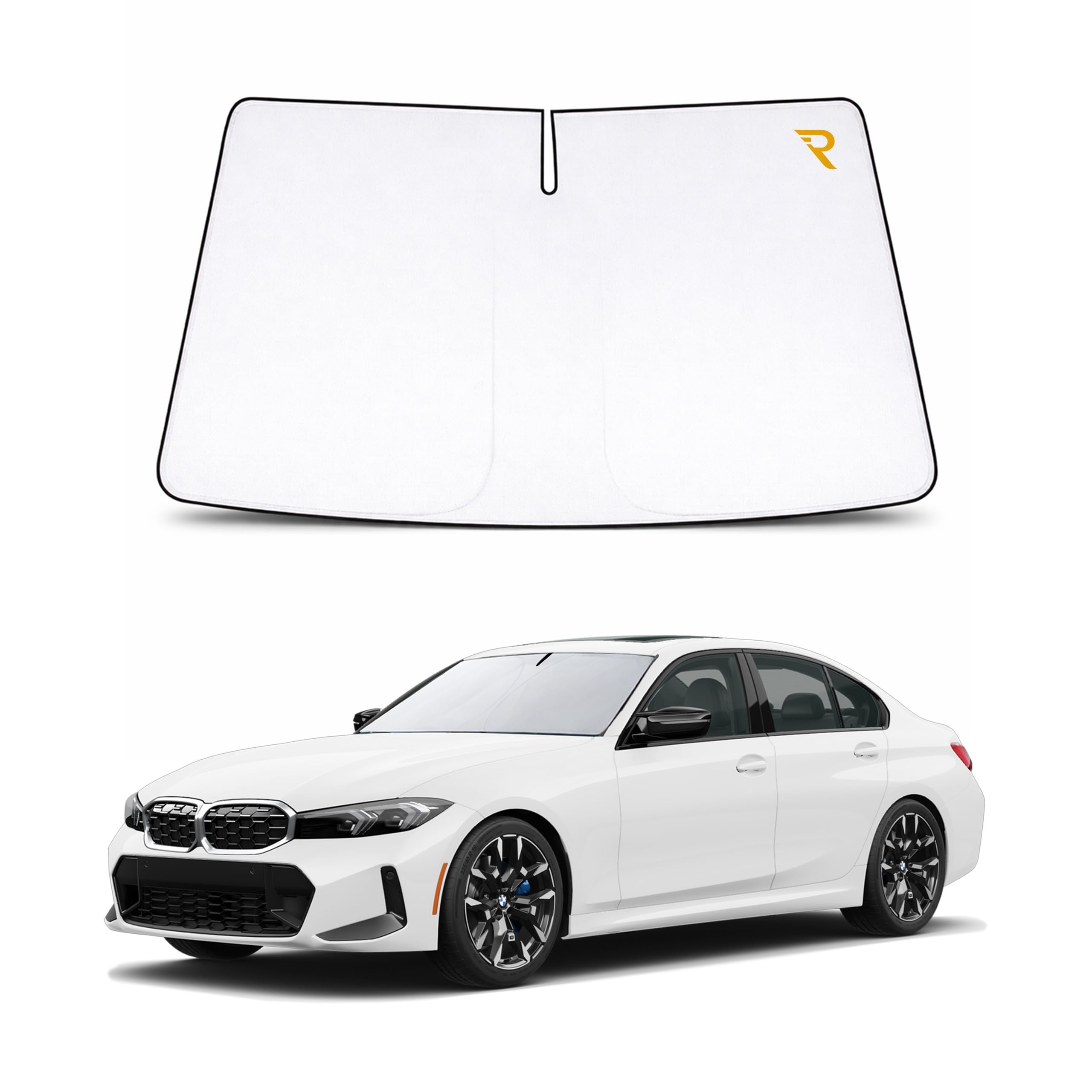 RevLux sunshade full windshield coverage for heat protection.