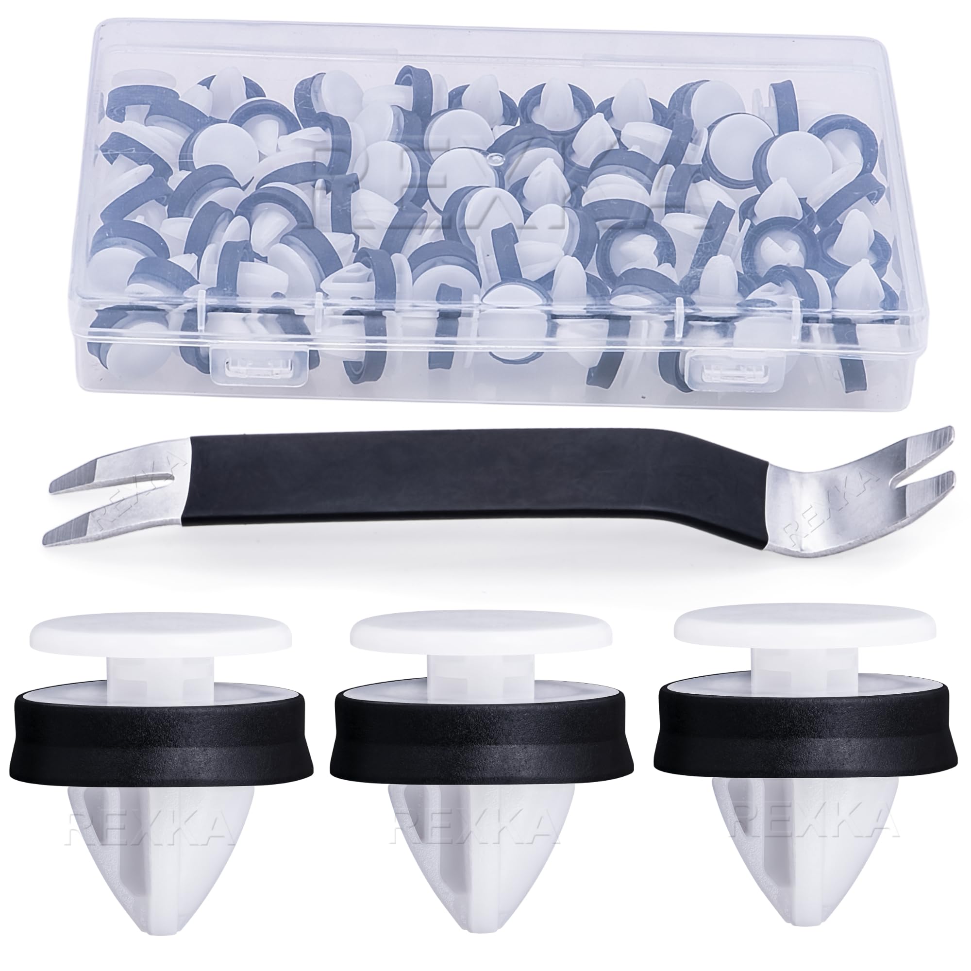Rexka 51pcs wheel opening clip pack for secure exterior molding attachment