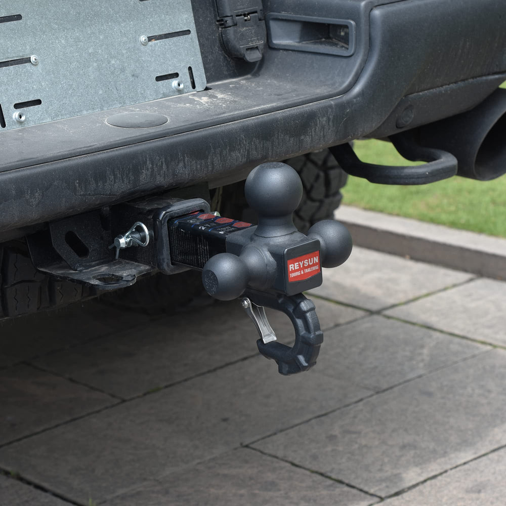 REYSUN tri-ball hitch four-sided pin holes and interchangeable balls.