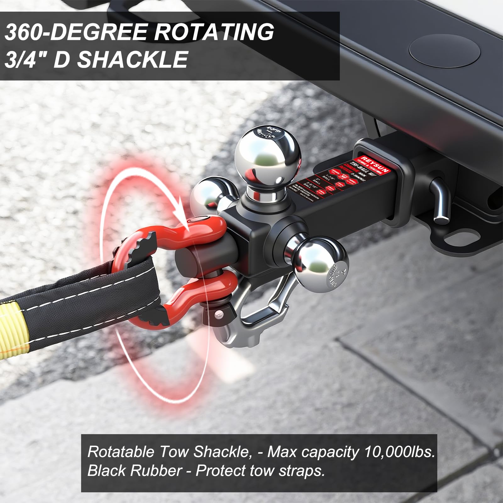REYSUN tow hook provides recovery capability for off-road use.