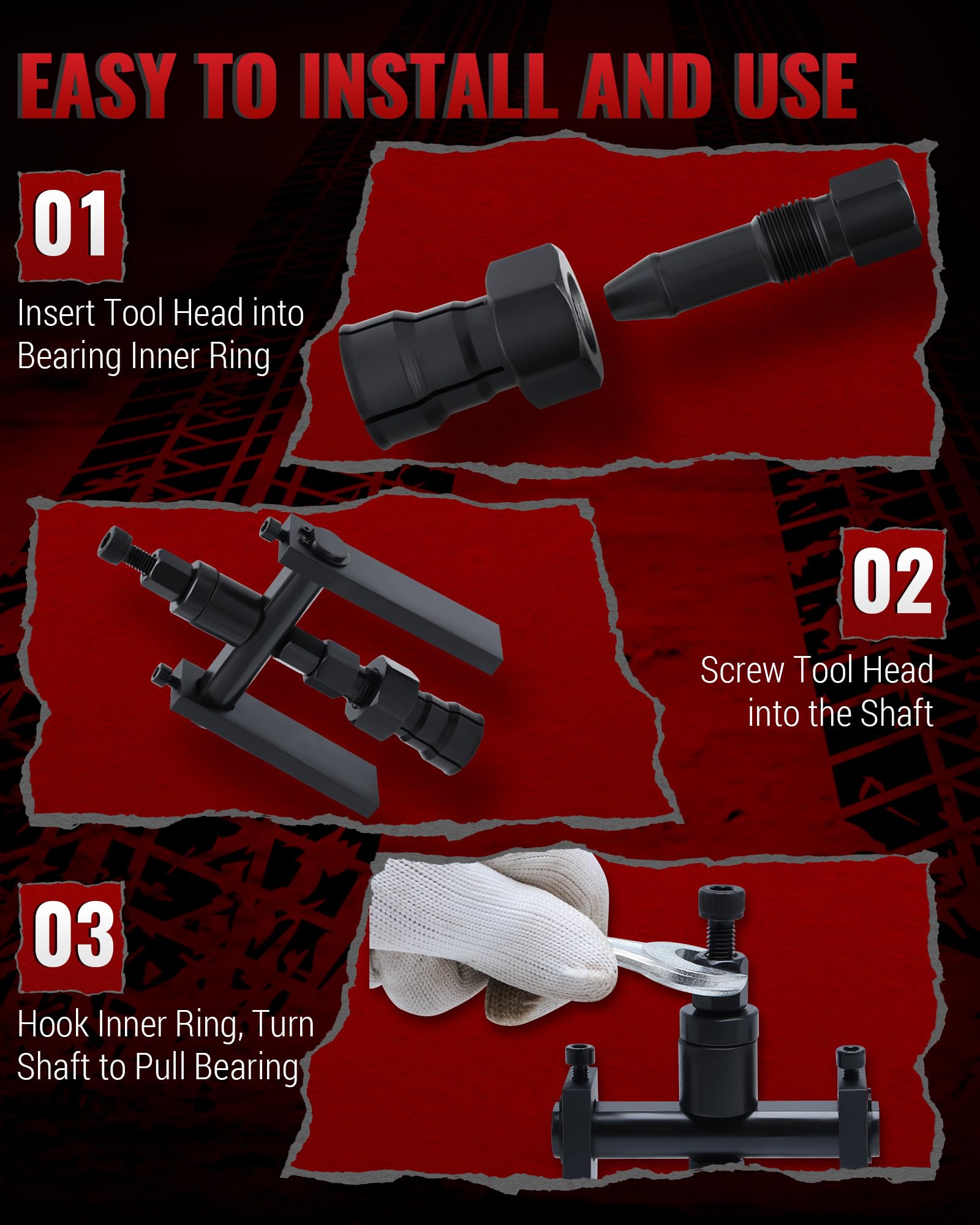Reywoo easy-to-use puller inserts and hooks quickly to remove bearings