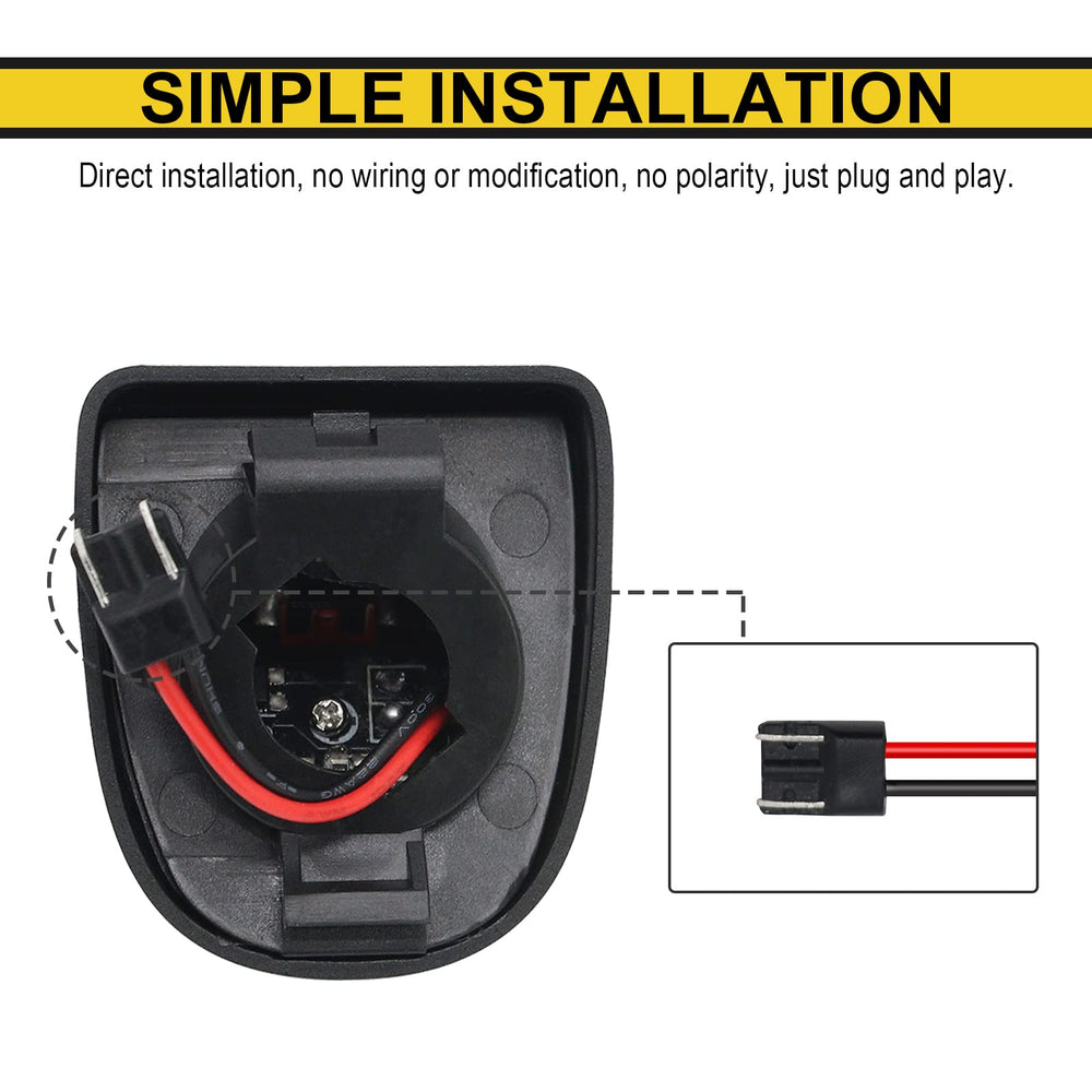 R&F Auto red U-shaped license plate light OEM-replacement style with CAN-bus compatibility.