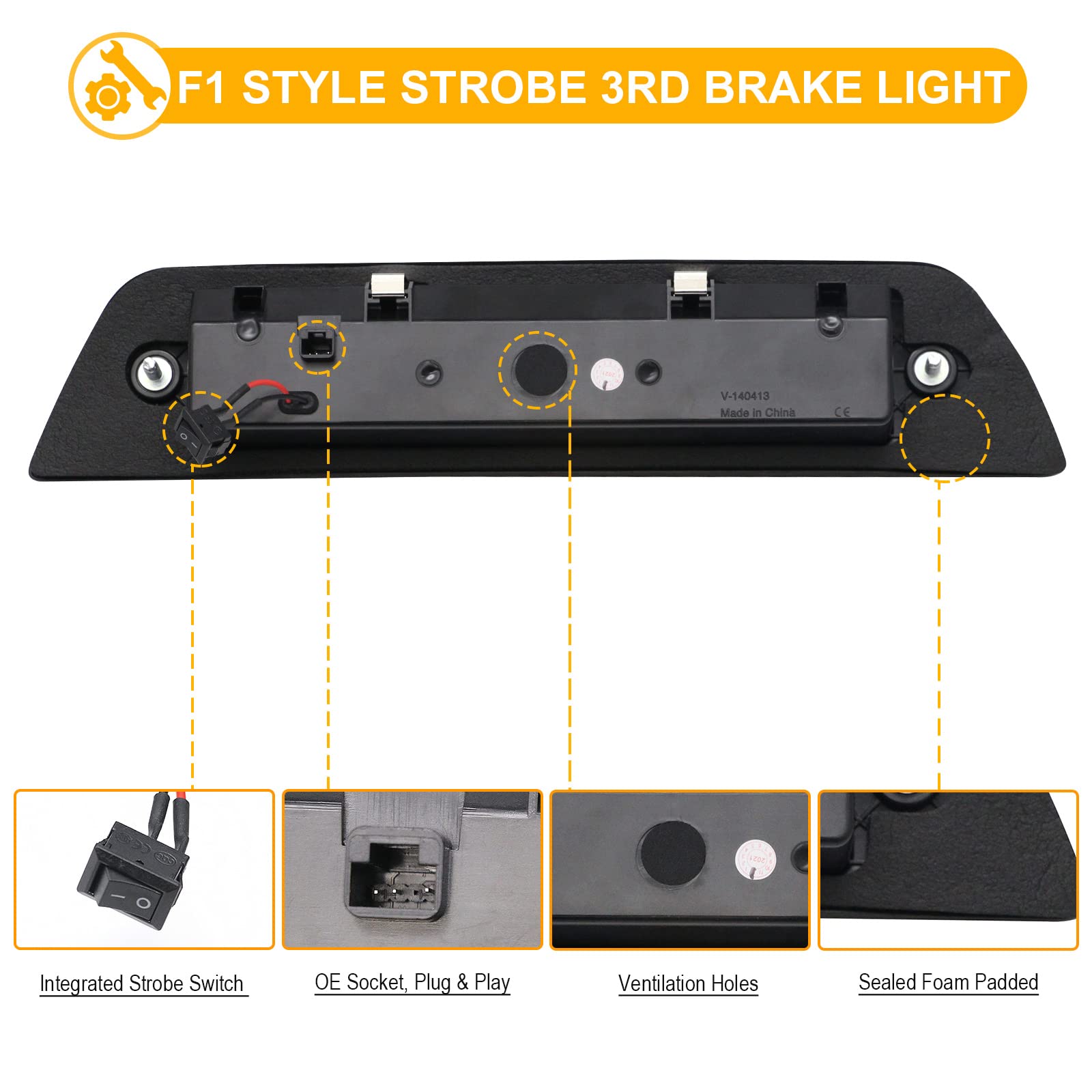 Packaging for the R&amp;F Auto smoked lens strobe brake light