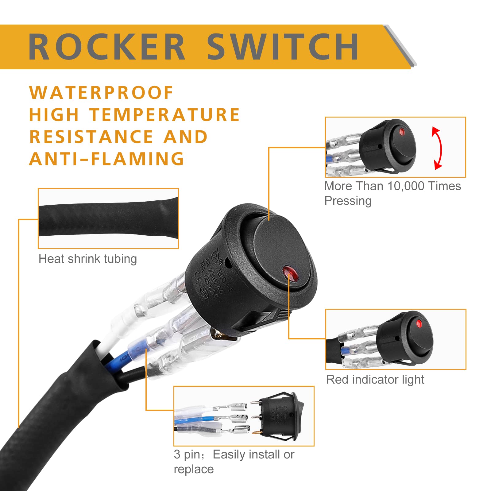 Rfroad 8.2 ft harness length enables versatile mounting in any vehicle.