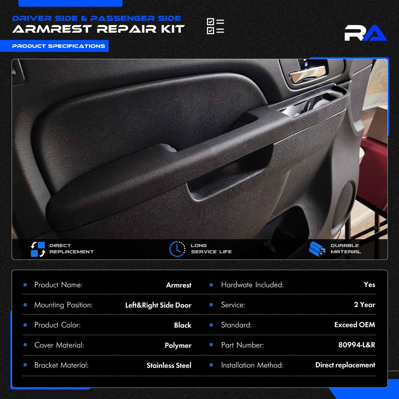RHAOCZIYAUTO 80994 black armrest fit matches Chevrolet GMC interiors.