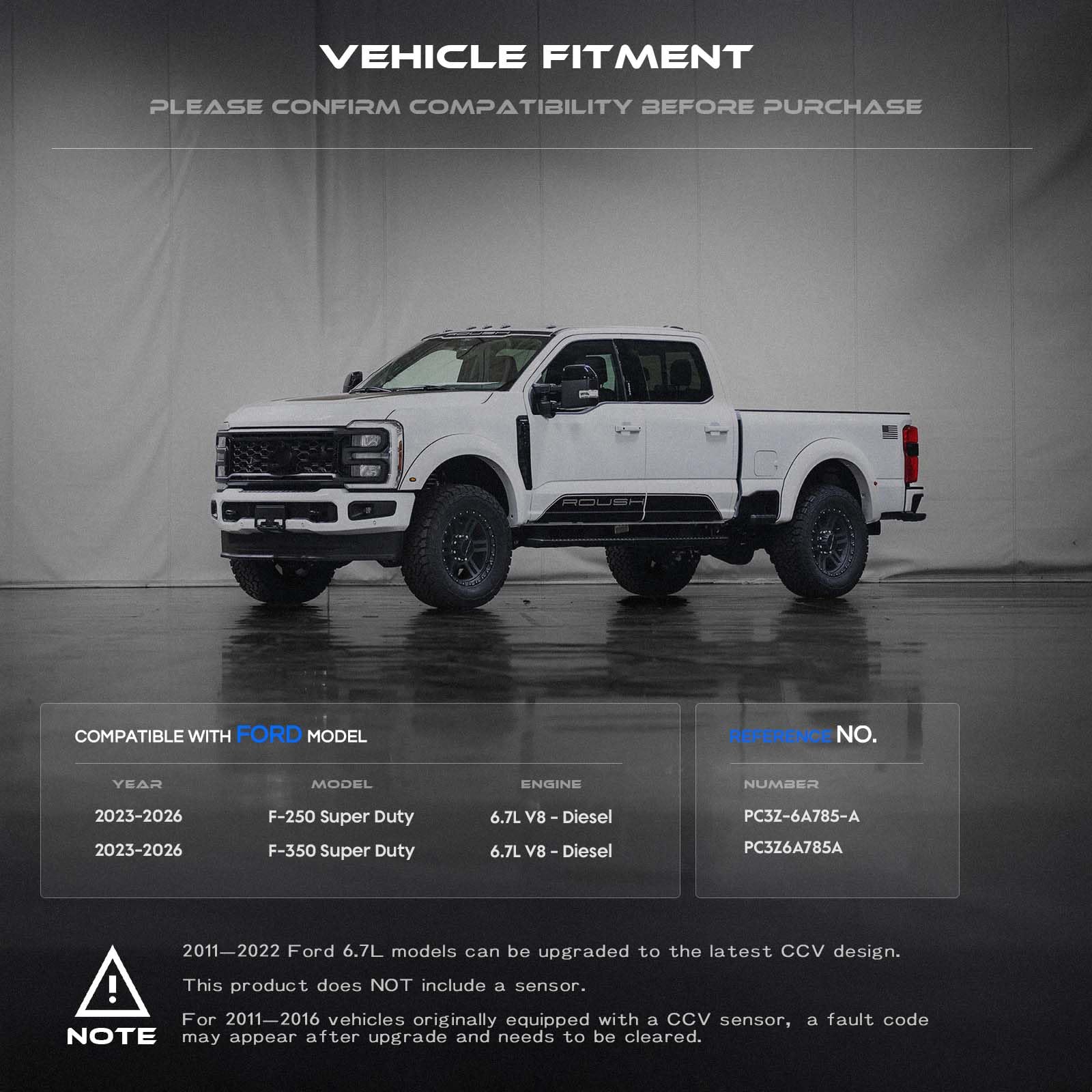 RHAOCZIYAUTO installation view on Ford F-250/F-350 demonstrates direct-fit compatibility for easier maintenance