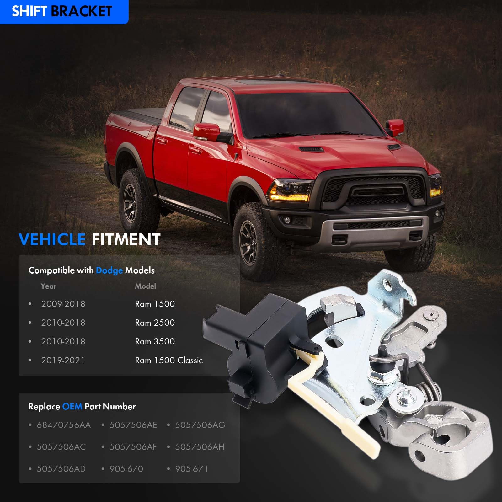 RHAOCZIYAUTO bracket with sensor demonstrates integrated compatibility for Dodge Ram models.