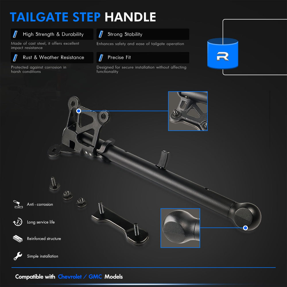RHAOCZIYAUTO cold-rolled steel tailgate handle shows strong construction