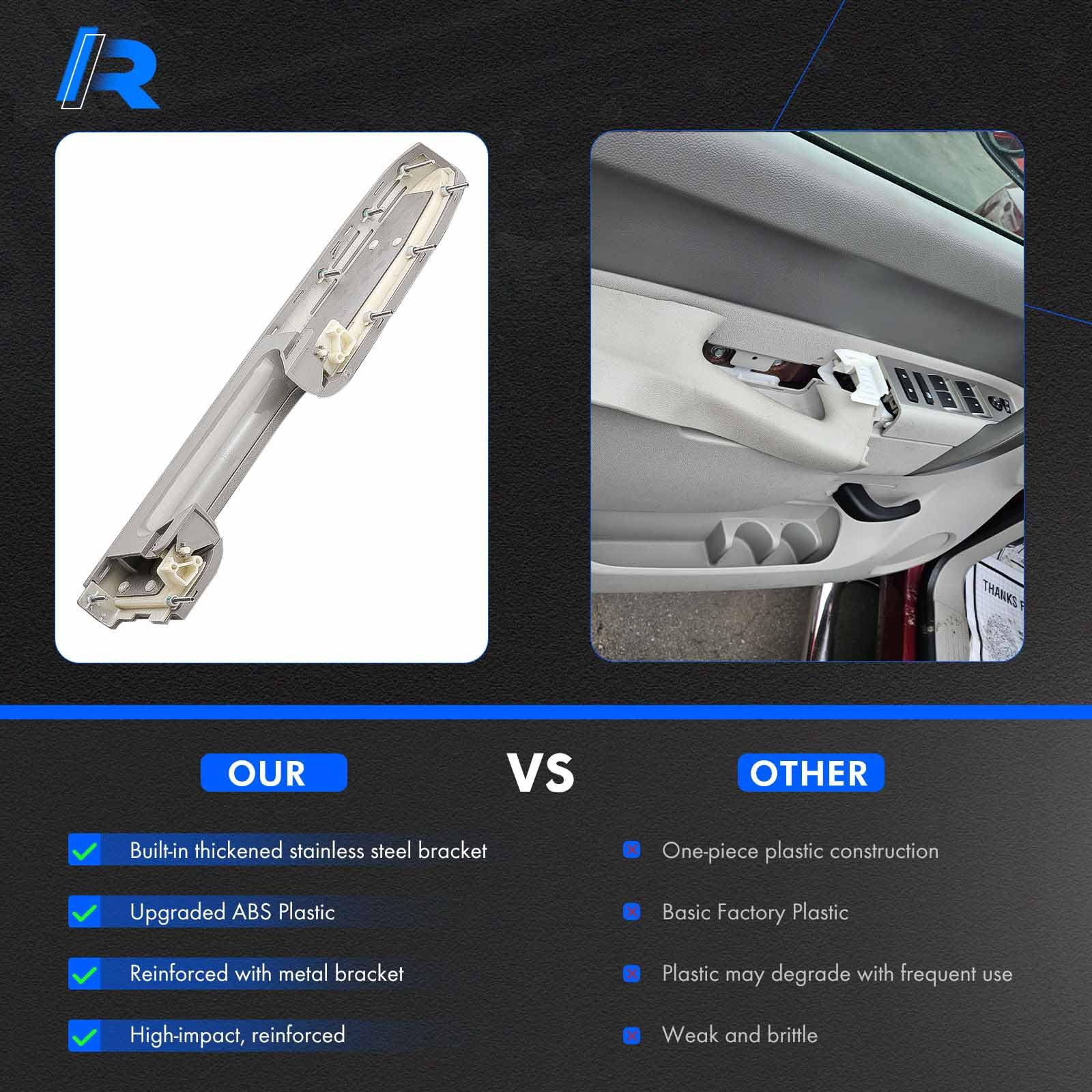 Easier maintenance by swapping the armrest instead of the full panel.