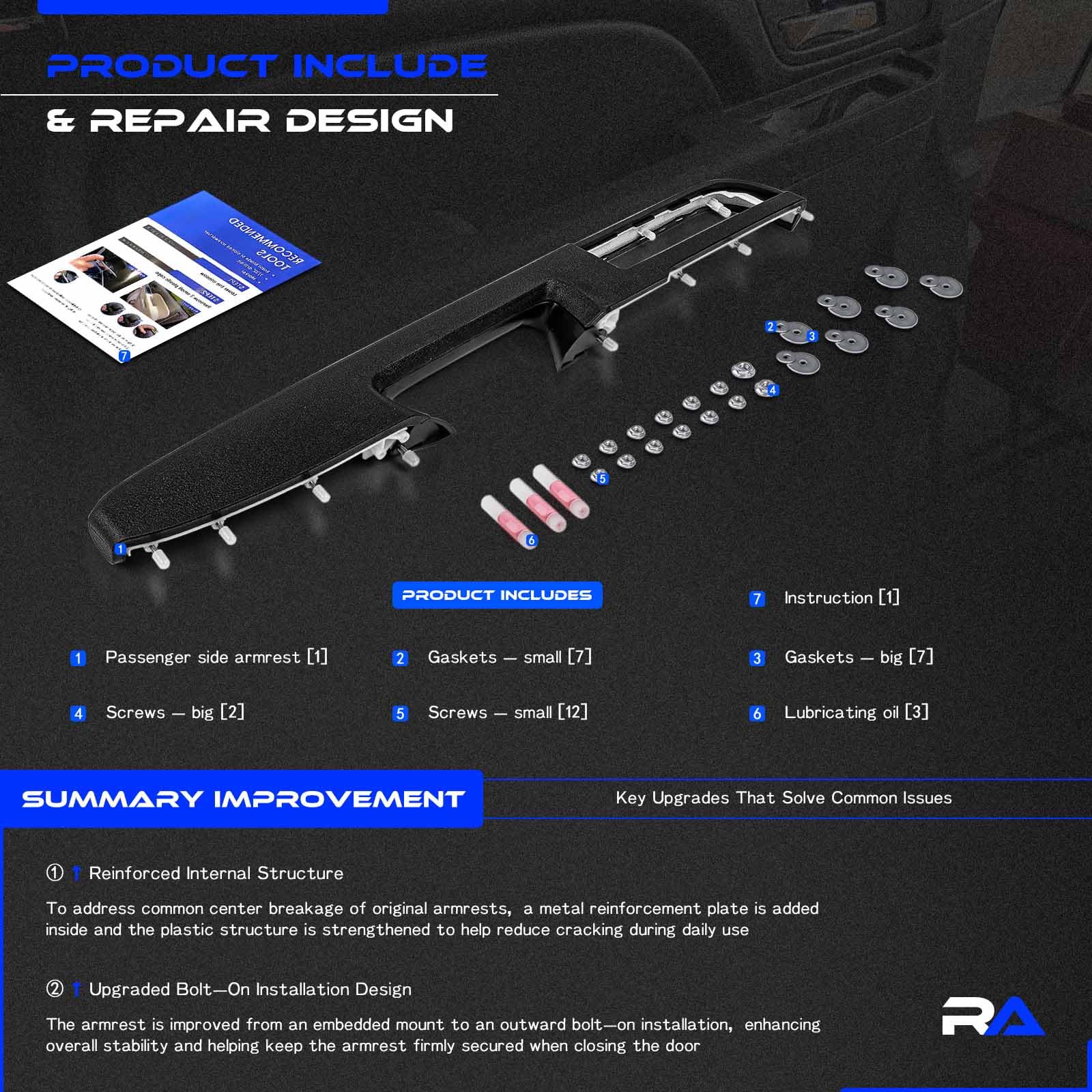 RHAOCZIYAUTO easy armrest replacement option