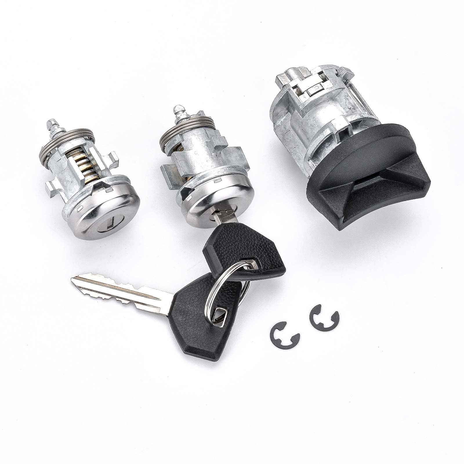 RHAOCZIYAUTO packaging includes lock cylinder, two doors, two keys, and installation tools