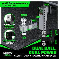 Rhino USA 2.5-inch receiver hitch fits Class 5 trucks
