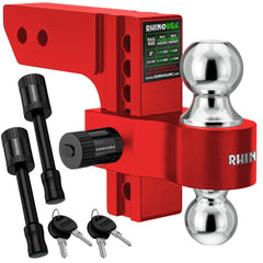 Rhino USA adjustable hitch with 6 inch drop for level tow.