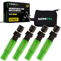 Rhino USA four-pack adjustable tire deflators ready to air down tires