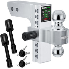 Rhino USA adjustable trailer hitch in 2-inch receiver for versatile towing setups.
