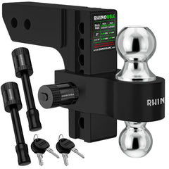 Rhino USA adjustable trailer hitch with 6-inch drop for level towing on lifted trucks.