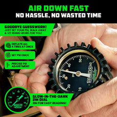 Rhino USA calibrated air-down tool ensures consistent PSI targets during sand and rocks