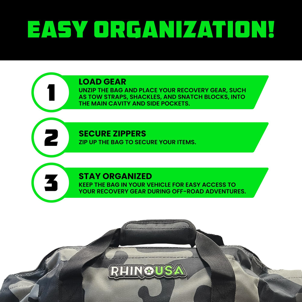 Rhino USA camouflage recovery bag built to withstand rugged off-road adventures