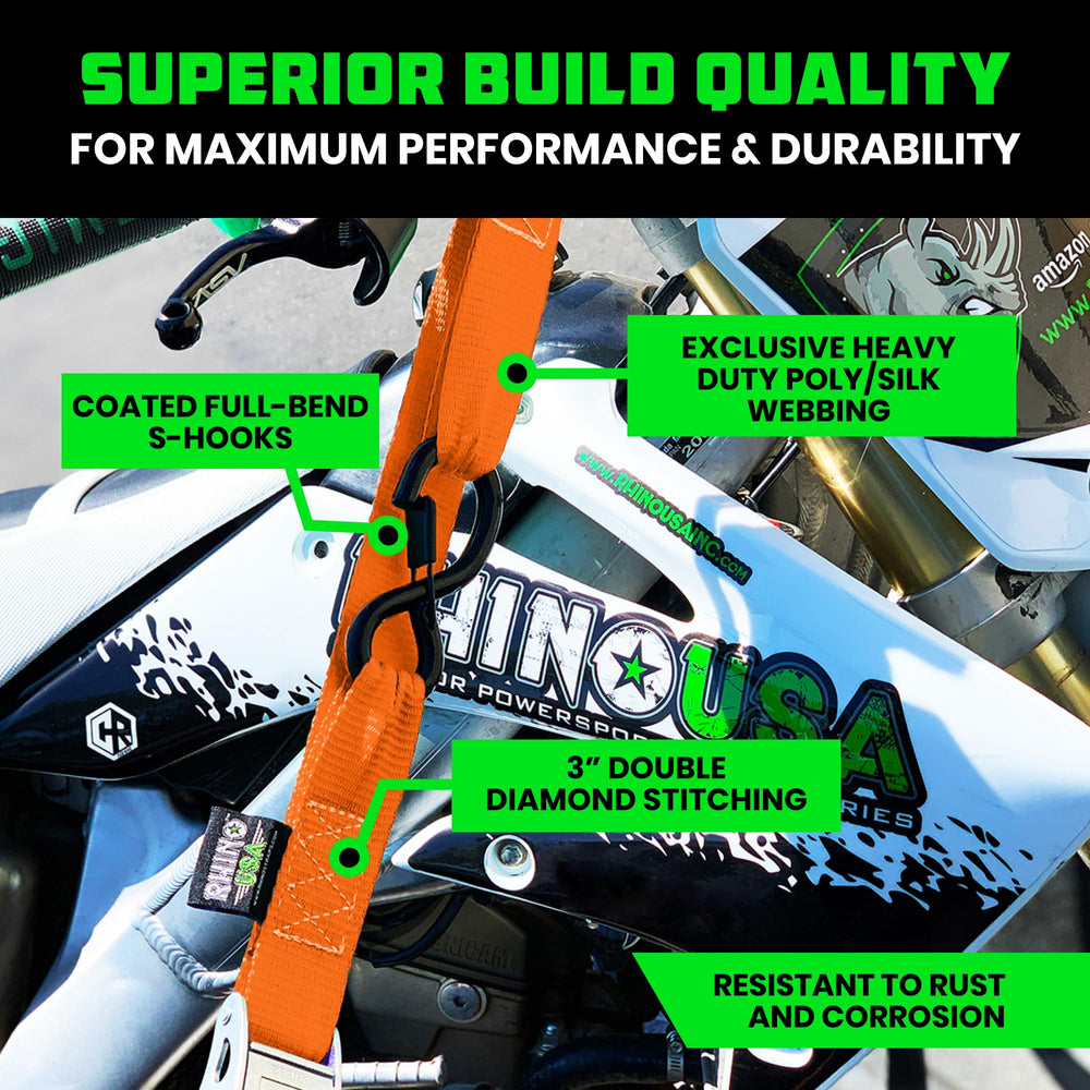 Rhino USA coated chromoly S-hooks ensure quick, safe attachment with keeper clip.