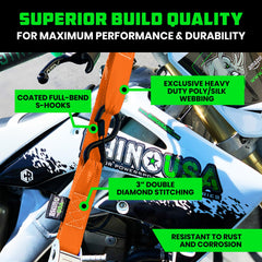 Rhino USA coated chromoly S-hooks ensure quick, safe attachment with keeper clip.