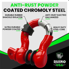 Rhino USA D Ring Shackle with 7-8 inch pin for secure mounting.