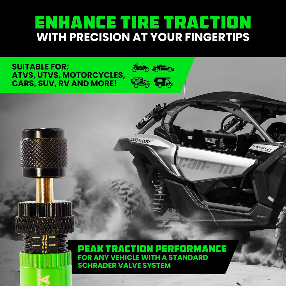 Rhino USA deflators installed on valve stems for synchronized air down