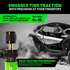 Rhino USA deflators installed on valve stems for synchronized air down