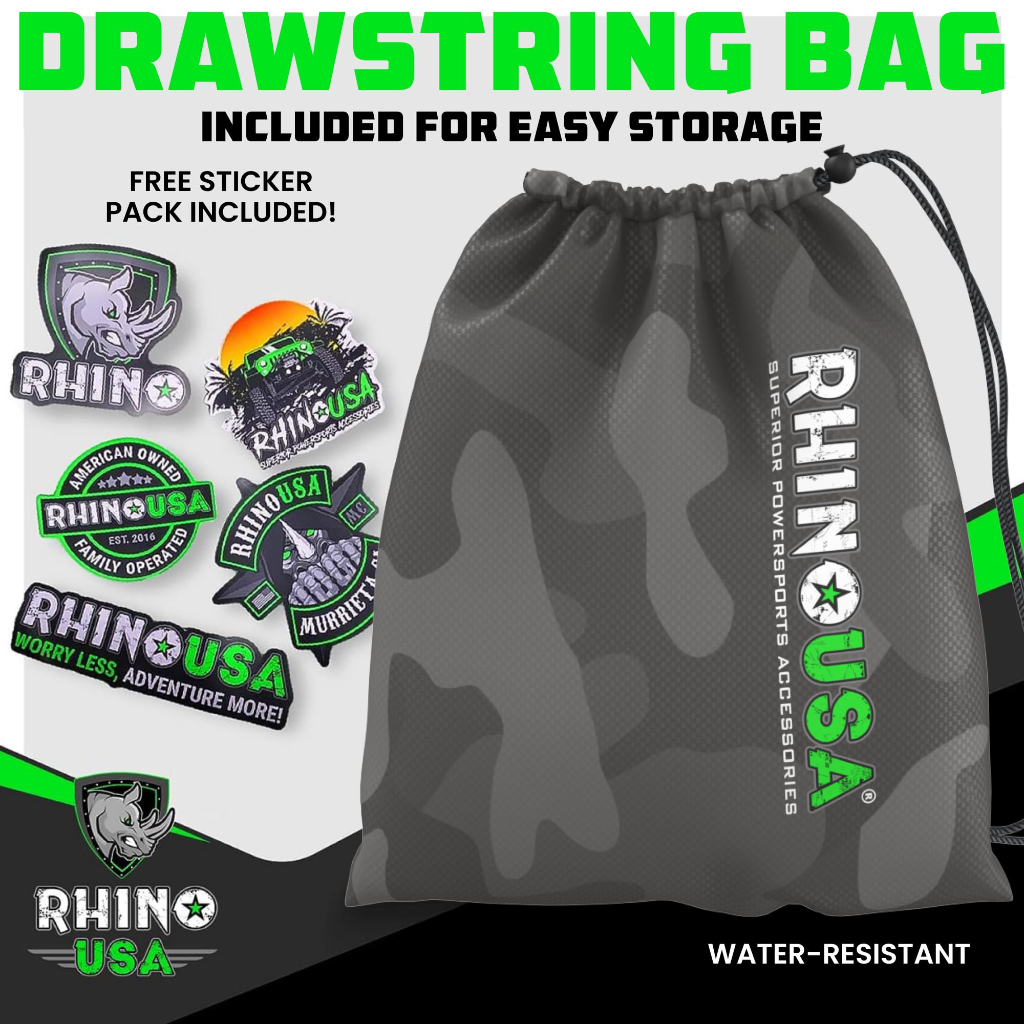 Rhino USA ergonomic padded handle improves grip during tensioning.