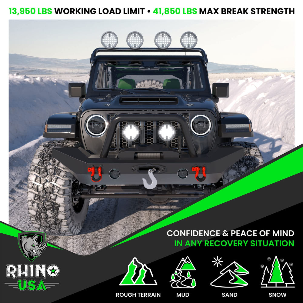 Rhino USA fits most aftermarket bumpers with 7/8 inch mounting pin.