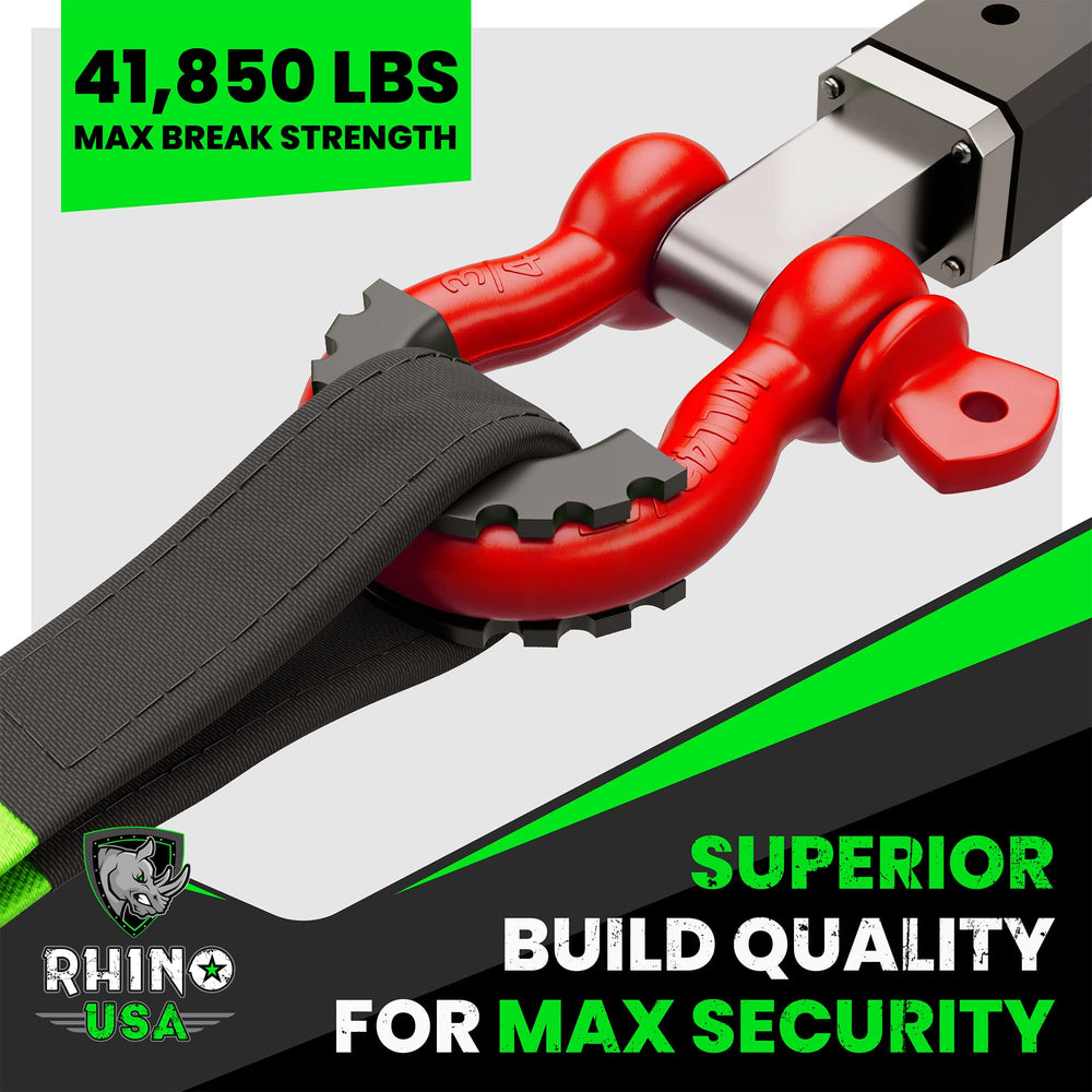 Rhino USA heavy-duty chromoly steel D-ring shackle for durability.