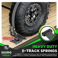Rhino USA heavy-duty e-track cargo system securing large loads.