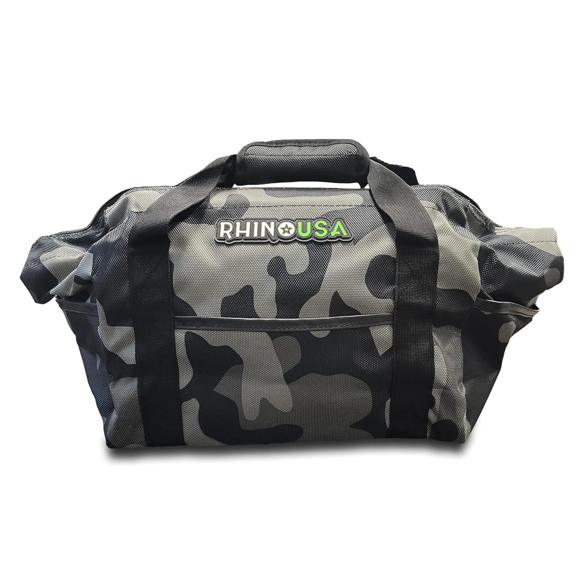 Rhino USA heavy-duty recovery bag camouflage front view for rugged off-road organization