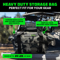 Rhino USA bag opened to reveal five sturdy pockets for organized gear