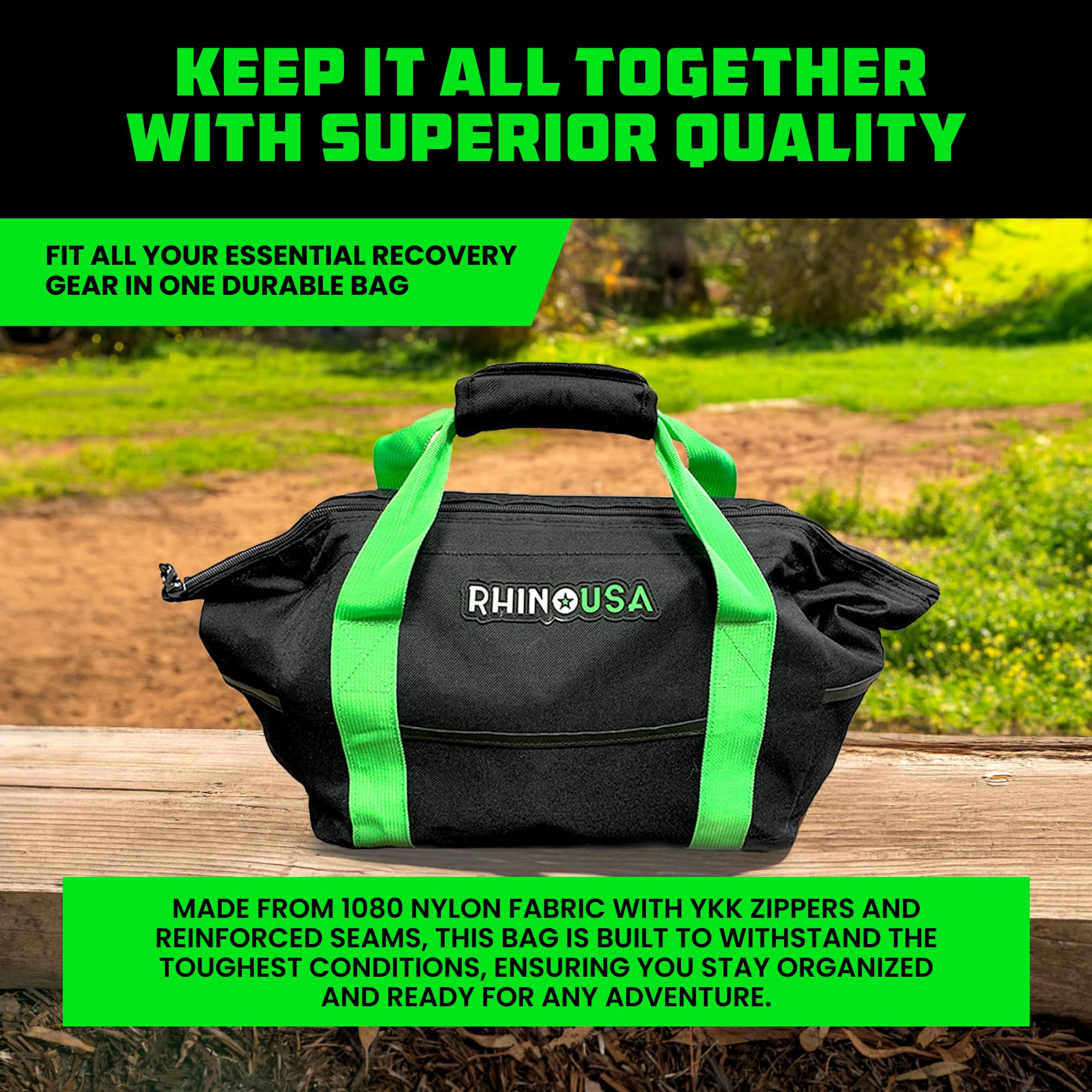 Rhino USA recovery bag snatch block area ready for use