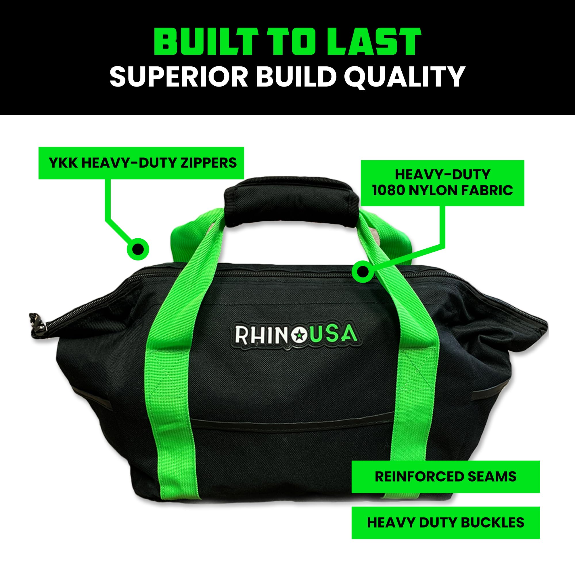 Rhino USA recovery bag straps and shackles pocket view for quick access