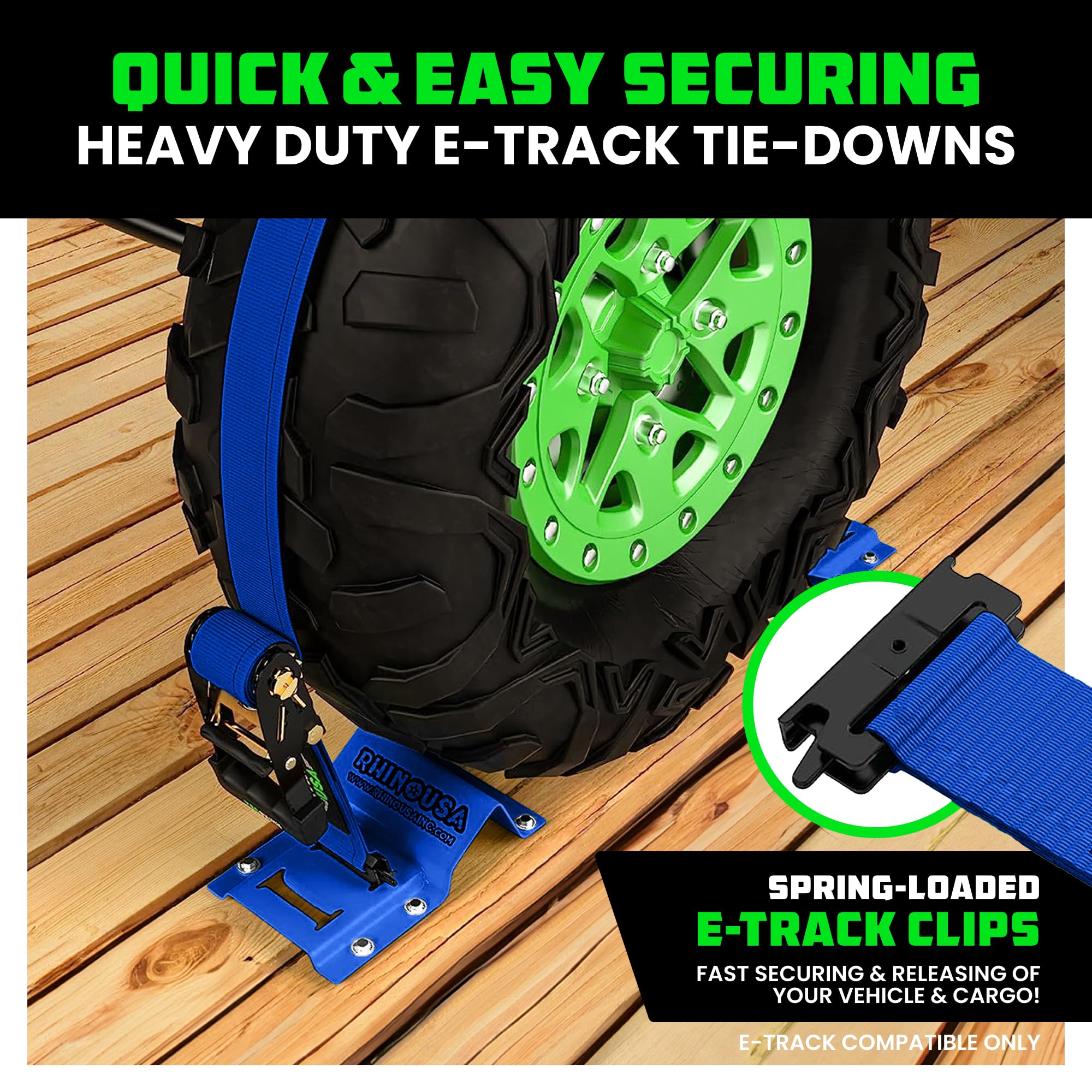 Rhino USA heavy-duty tie-down straps ensure fast, secure trailer anchoring.