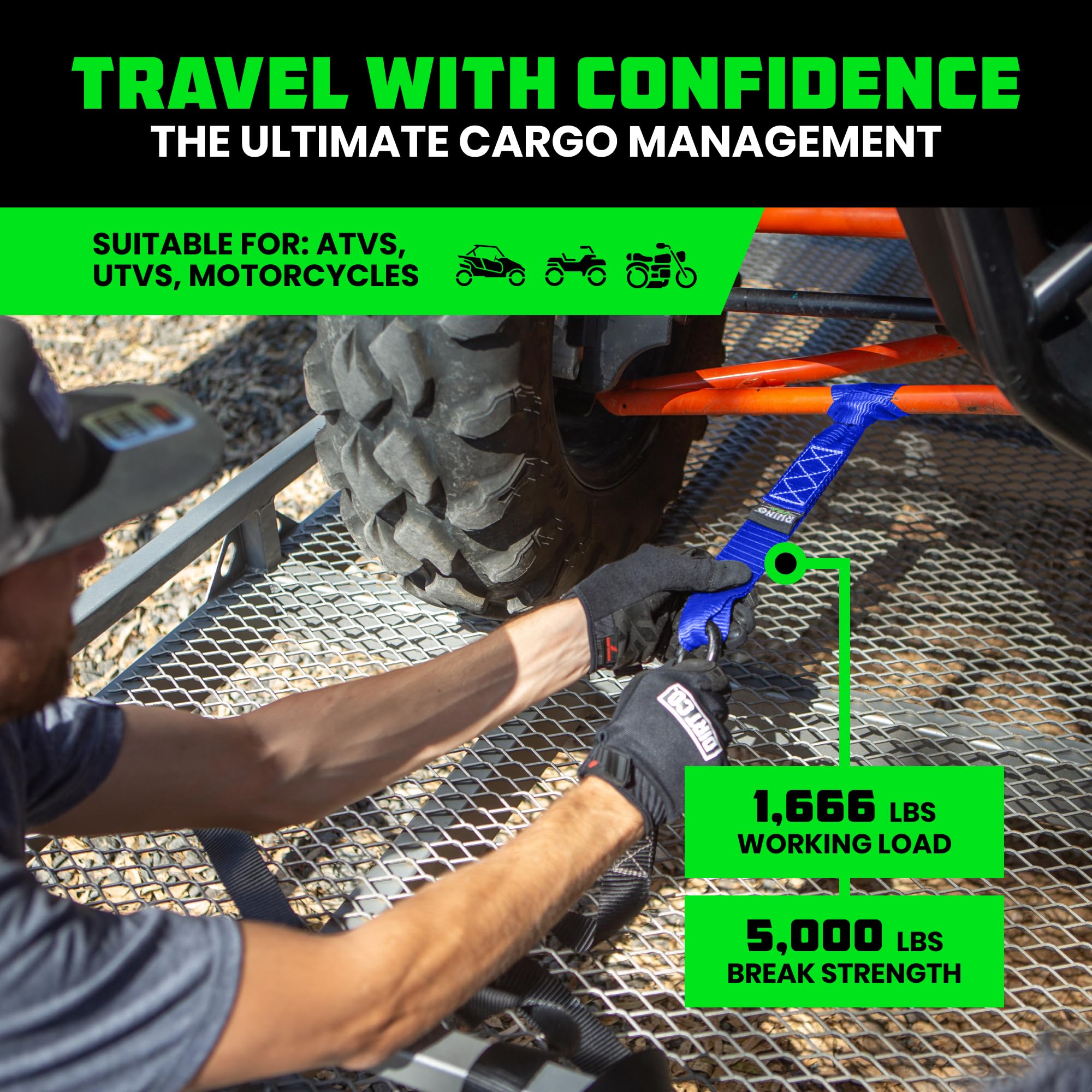 Rhino USA high-strength polyester construction offers durability for heavy loads on trails