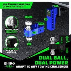 Reversible hitch ball enables 12,500 lb GTW towing capacity.