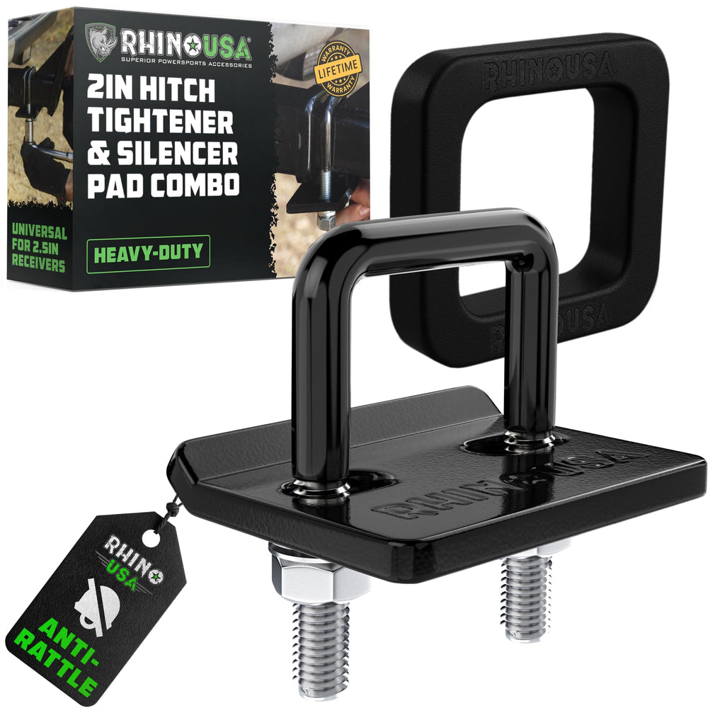 Rhino USA Hitch Tightener on a 2-inch receiver for quieter tow.