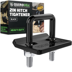 Rhino USA hitch tightener mounted on a 2-inch receiver for quiet towing.