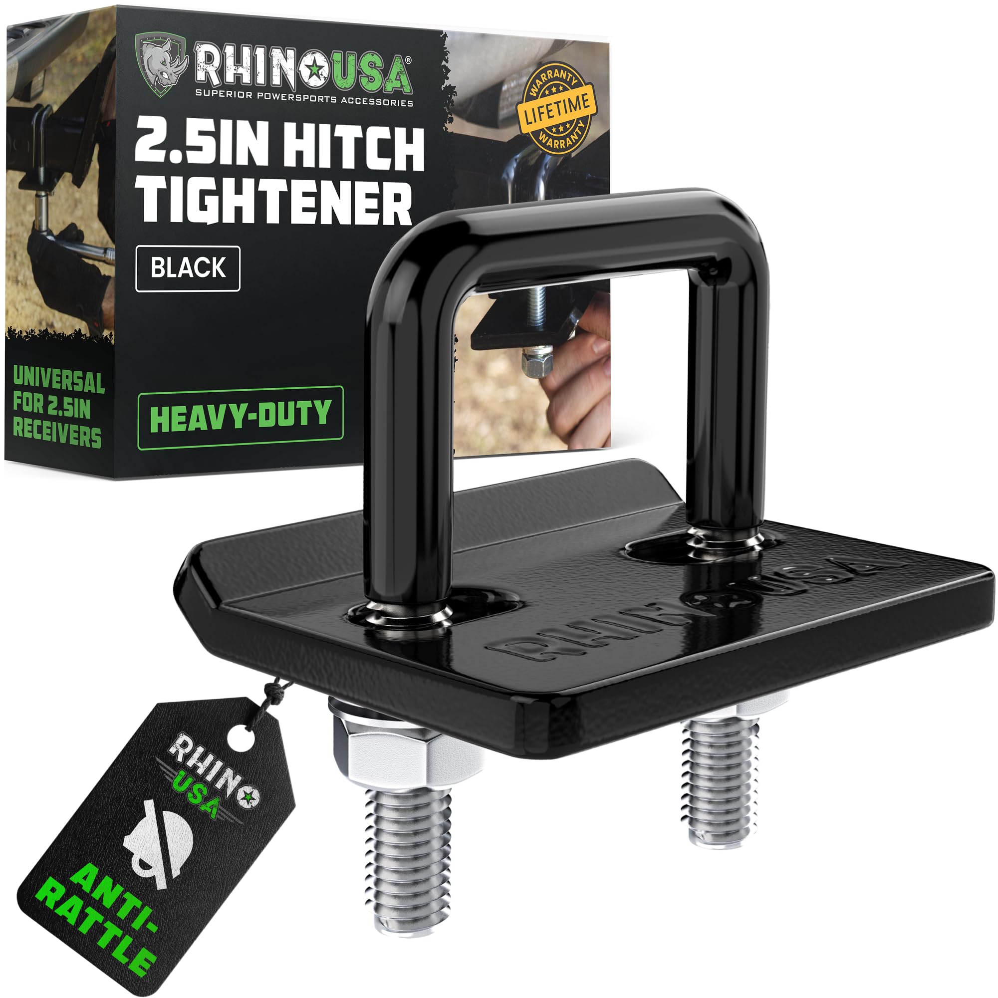 Rhino USA hitch tightener install shows secure, rattle-free tow