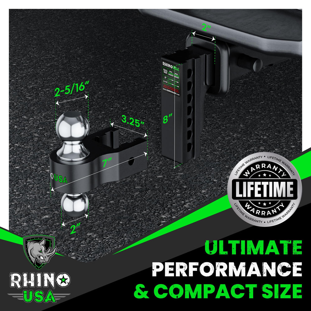 Rhino USA weatherproof locking pins provide secure trailer connections.
