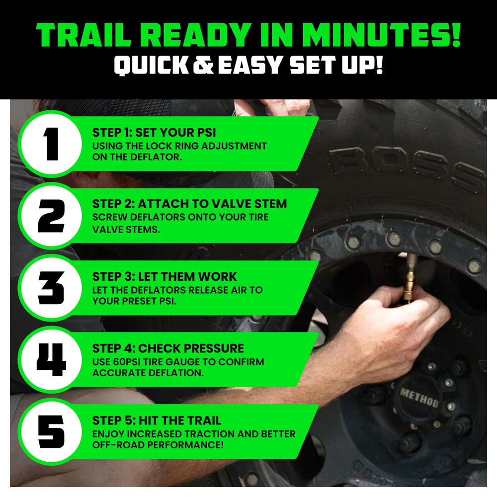 Rhino USA deflator for Jeep, Truck, and ATV enhancing traction on rugged trails